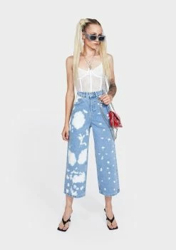 Cheapest π The Ragged Priest Bleach Splattered Grip Wide Leg π Jeans Bottoms π€© 7 The Ragged Priest Bleach Splattered Grip Wide Leg Jeans Bottoms