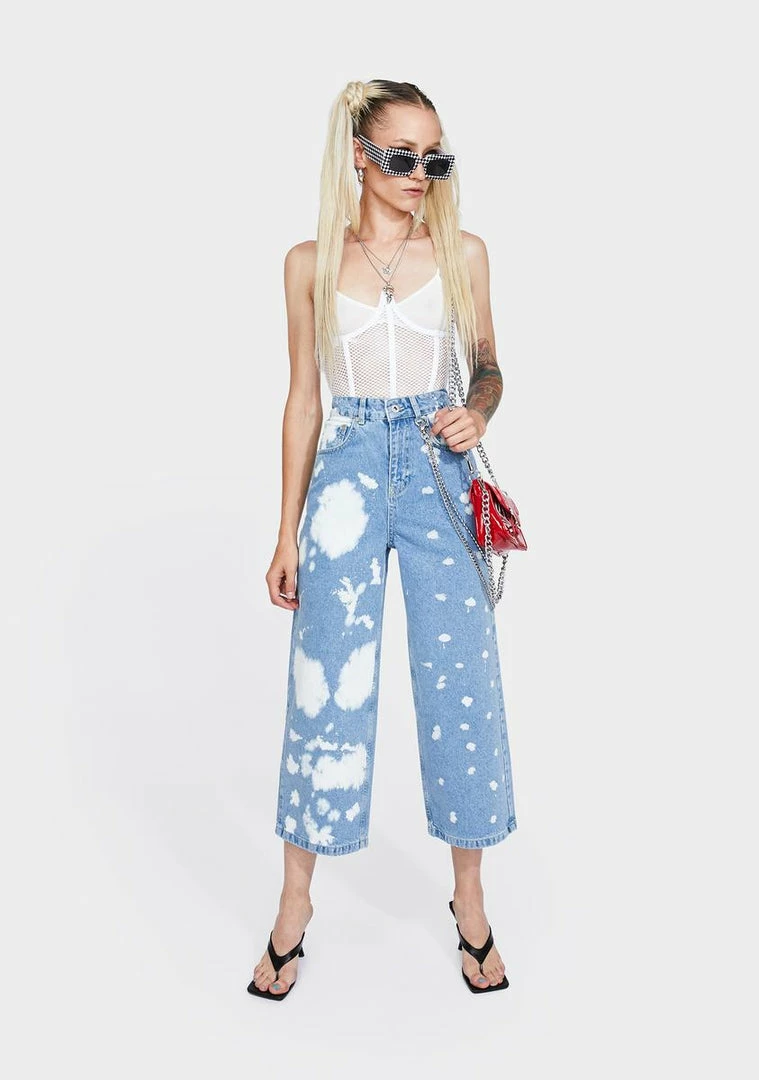 Cheapest π The Ragged Priest Bleach Splattered Grip Wide Leg π Jeans Bottoms π€© 5 The Ragged Priest Bleach Splattered Grip Wide Leg Jeans Bottoms