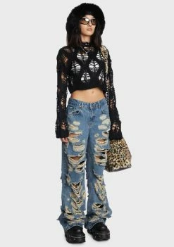 The Ragged Priest Bottoms Blue Distressed Release Jeans