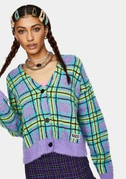 The Ragged Priest Goof Fuzzy Plaid Cardigan