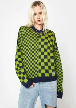 The Ragged Priest Tops Yeet Checkered Knit Sweater