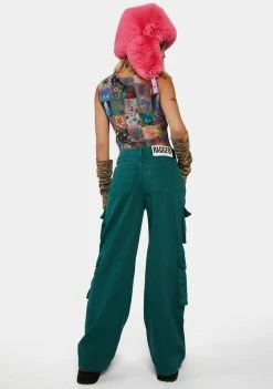 The Ragged Priest Green Combat Release Jeans Cargo Pants