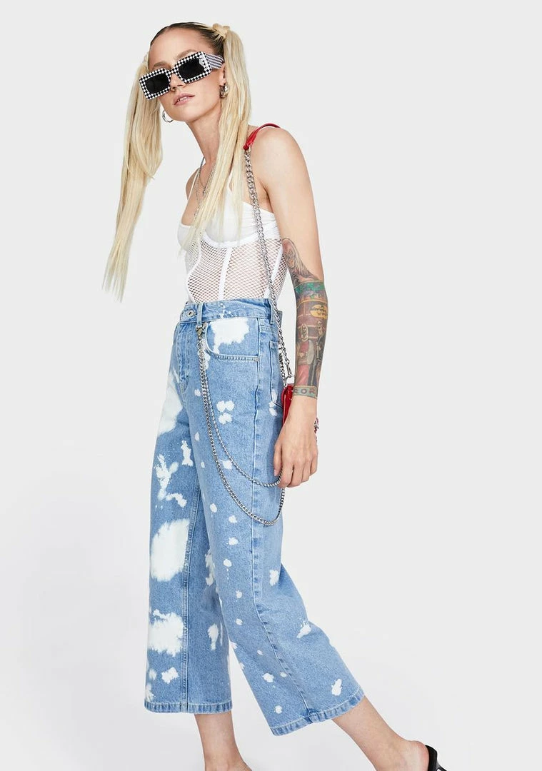 Cheapest π The Ragged Priest Bleach Splattered Grip Wide Leg π Jeans Bottoms π€© 3 The Ragged Priest Bleach Splattered Grip Wide Leg Jeans Bottoms