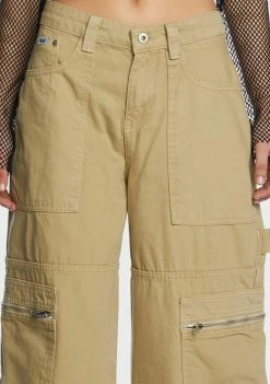 The Ragged Priest Bottoms Stone Zip Sweeper Jeans