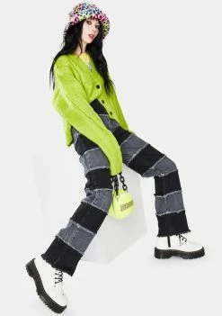 The Ragged Priest Bottoms Charcoal Shredder Wide Leg Jeans