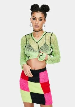 The Ragged Priest Scope Patchwork Knit Mini Skirt