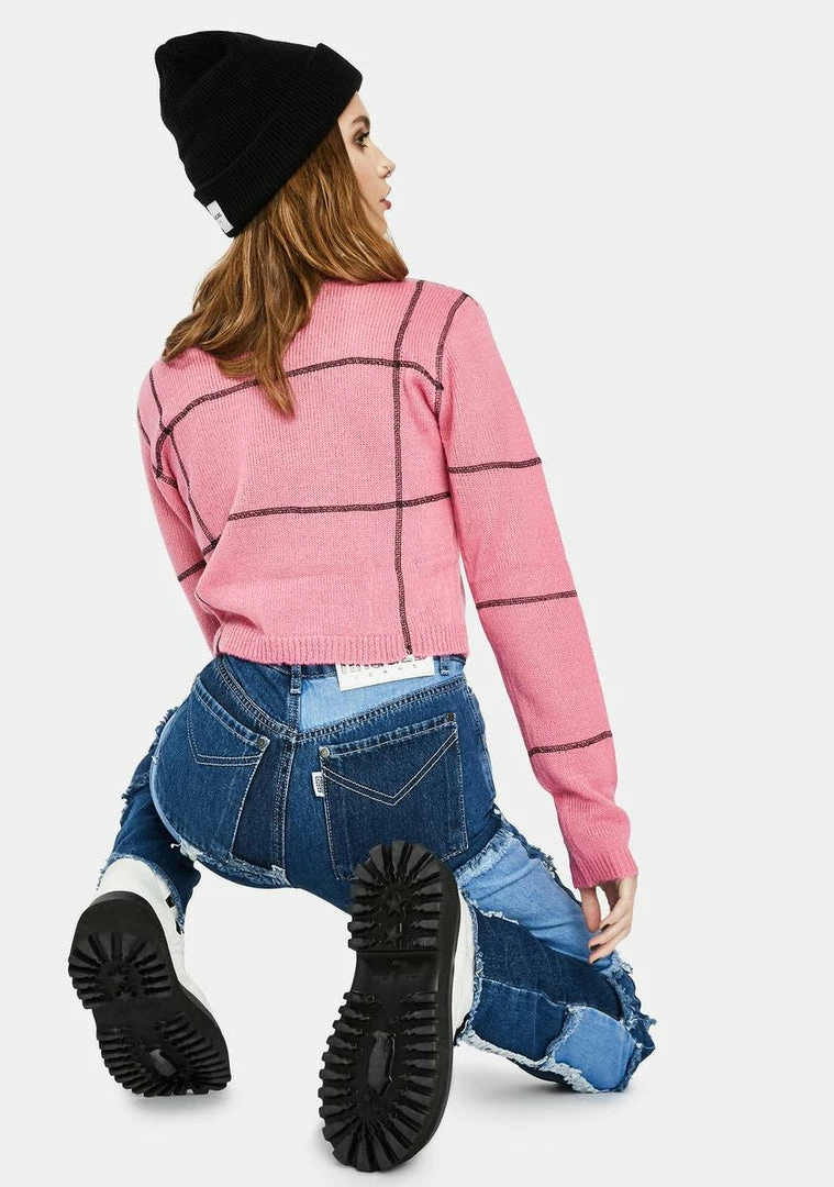 Deals ⌛ The Ragged Priest Pink Overlock Panel Sweater Top 🎁 6 The Ragged Priest Pink Overlock Panel Sweater Top