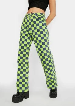 The Ragged Priest Green Rook Checkered Jeans