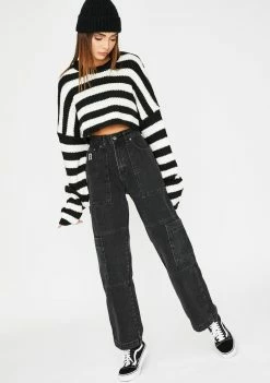 The Ragged Priest Bottoms Charcoal Combat Jeans