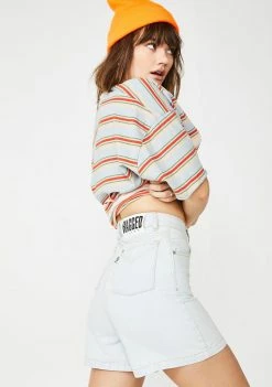 The Ragged Priest Bottoms Stone Wash Skater Denim Shorts