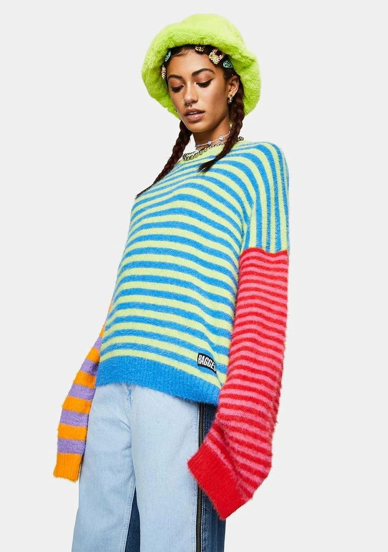 Discount π The Ragged Priest Tops Dynamite Fuzzy Striped Sweater β 4 The Ragged Priest Tops Dynamite Fuzzy Striped Sweater
