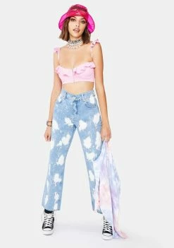 The Ragged Priest Acid Wash Straight Leg Denim Jeans