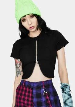 The Ragged Priest Jaw Zipper Crop Tee Tops