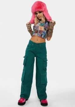 The Ragged Priest Green Combat Release Jeans Cargo Pants