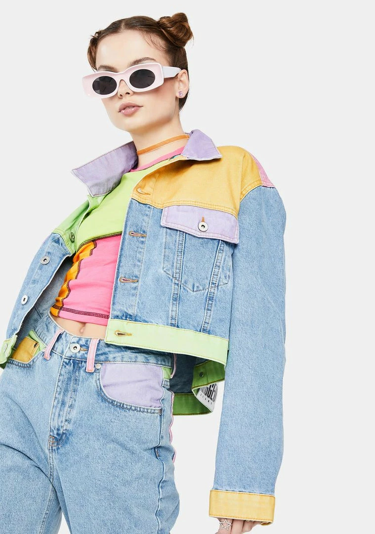 Best Sale ⌛ The Ragged Priest Yippie Colorblock Denim Jacket ✨ 4 The Ragged Priest Yippie Colorblock Denim Jacket