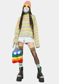 Best deal 👍 The Ragged Priest Glow Up Rainbow Knit Sweater Tops ⭐ 11 The Ragged Priest Glow Up Rainbow Knit Sweater Tops