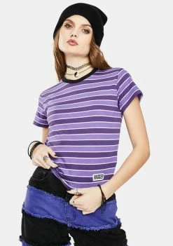 The Ragged Priest Tops Defy Striped Crop Tee