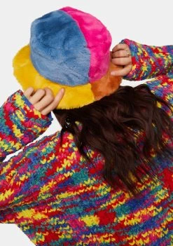 The Ragged Priest Hats Patchwork Faux Fur Bucket Hat