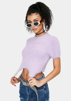 The Ragged Priest Mystery Fuzzy Knit Crop Top Tops