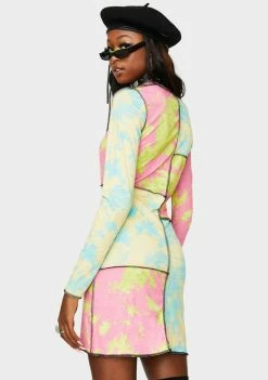 The Ragged Priest Hi Fi Tie Dye Long Sleeve Dress Dresses