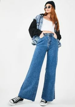 The Ragged Priest Bottoms Mid Blue Trip Skater Jeans