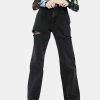 The Ragged Priest Charcoal Slasher Distressed Dad Jeans