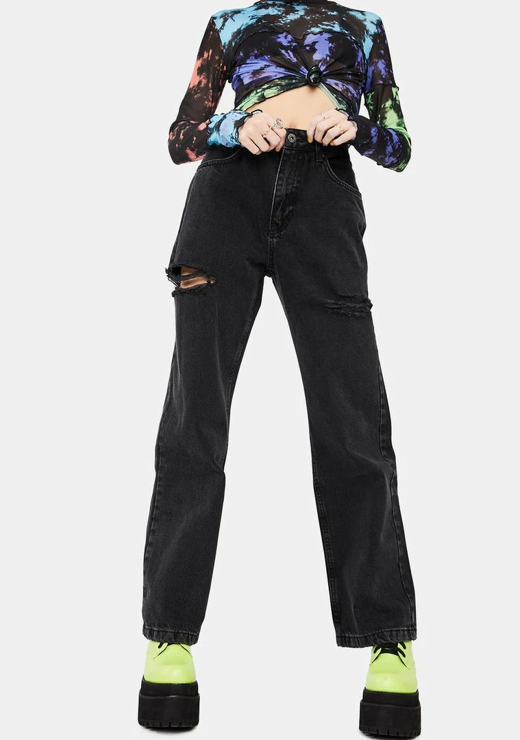 Best deal β¨ The Ragged Priest Charcoal Slasher Distressed Dad π Jeans β 3 The Ragged Priest Charcoal Slasher Distressed Dad Jeans