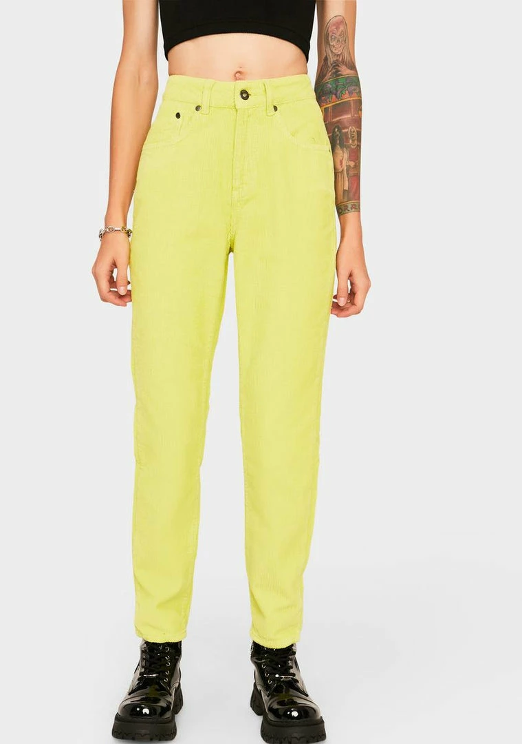 Cheap π The Ragged Priest Lime Cord Mom π Jeans βοΈ 3 The Ragged Priest Lime Cord Mom Jeans