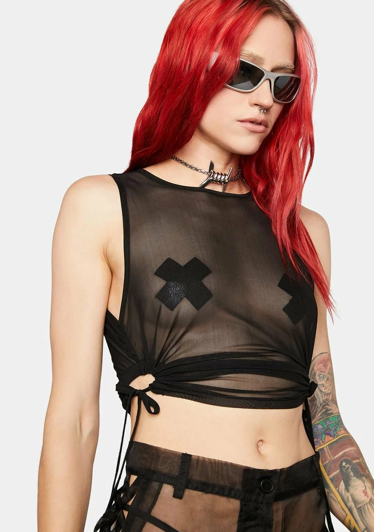 Flash Sale 😍 The Ragged Priest Sheer Crop Top Obsidian Mesh Crop Top 👍 4 The Ragged Priest Sheer Crop Top Obsidian Mesh Crop Top