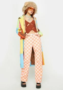 The Ragged Priest Bottoms Orange Rook Checkered Jeans