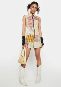 The Ragged Priest Trouble Maker Patchwork Shirt Dress Dresses