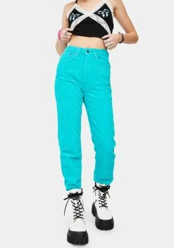 The Ragged Priest Bottoms Teal Jumbo Corduroy Pants