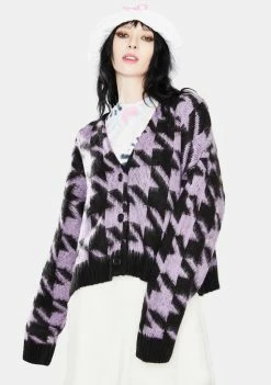 The Ragged Priest Tops Inception Houndstooth Knit Cardigan