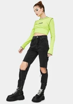 The Ragged Priest Charcoal Burner Mom Jeans Bottoms