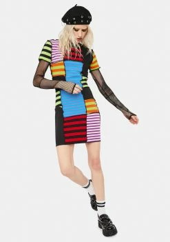 The Ragged Priest Breaker Patchwork Stripe Crop Top