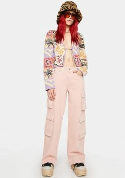 The Ragged Priest Pink Combat Release Jeans Cargo Pants