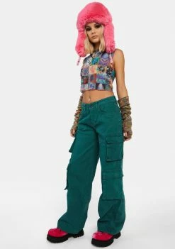 The Ragged Priest Green Combat Release Jeans Cargo Pants