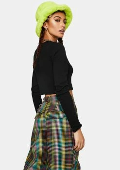 The Ragged Priest Tops Enigma Ribbed Chain Crop Top