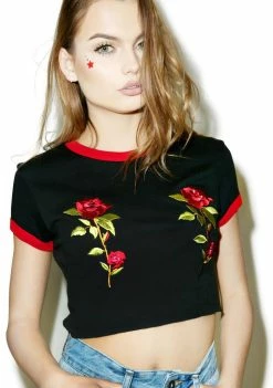 The Ragged Priest Tops Rose Tits Ringer Tee