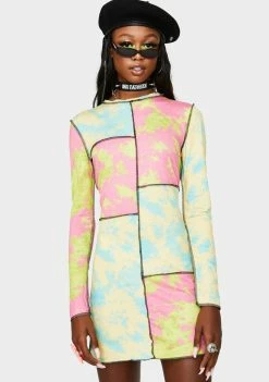 The Ragged Priest Hi Fi Tie Dye Long Sleeve Dress Dresses