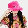The Ragged Priest Pink Candid Faux Fur Bucket Hat Hats