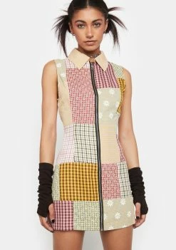 The Ragged Priest Trouble Maker Patchwork Shirt Dress Dresses