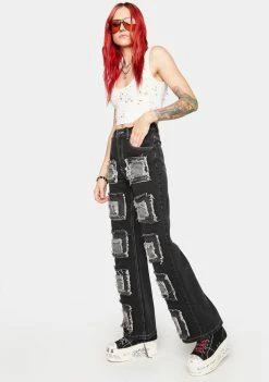 Cheap 🔥 The Ragged Priest Charcoal Rubic Baggy 👖 Jeans 👏 8 The Ragged Priest Charcoal Rubic Baggy Jeans