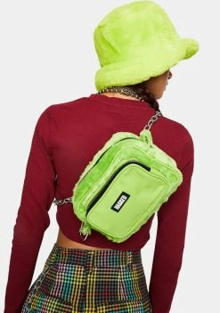 The Ragged Priest Lime Smug Faux Fur Bumbag Bags & Wallets