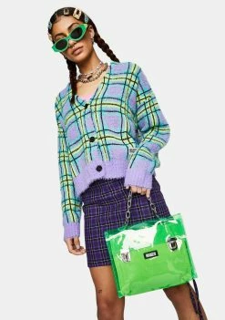 The Ragged Priest Goof Fuzzy Plaid Cardigan