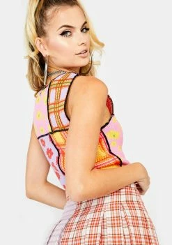 The Ragged Priest Squeeze Patchwork Crop Top Tops