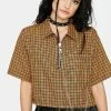 The Ragged Priest Tops Activation Plaid Crop Top