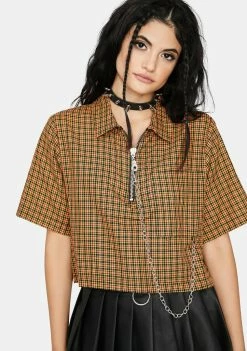 The Ragged Priest Tops Activation Plaid Crop Top