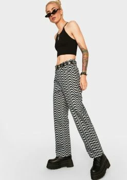 The Ragged Priest Bottoms Wave Print Dad Jeans