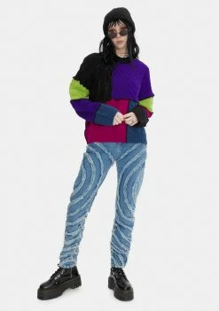 The Ragged Priest Crush Patchwork Knit Sweater